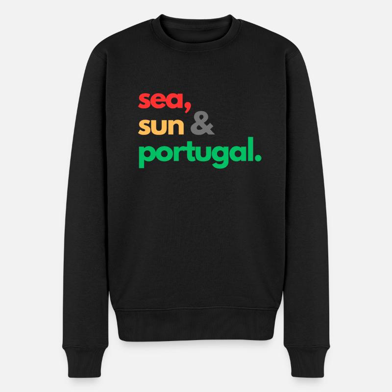 Meer, Sonne & Portugal. - Männer Premium Bio Pullover - Schwarz