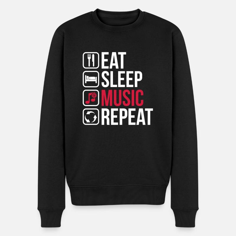 Eat Sleep Music Repeat - Männer Premium Bio Pullover - Schwarz