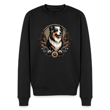 Berger australien Cottage Core Flowers noir tri - Pull Premium bio Homme - noir - Devant - Nico (187cm)