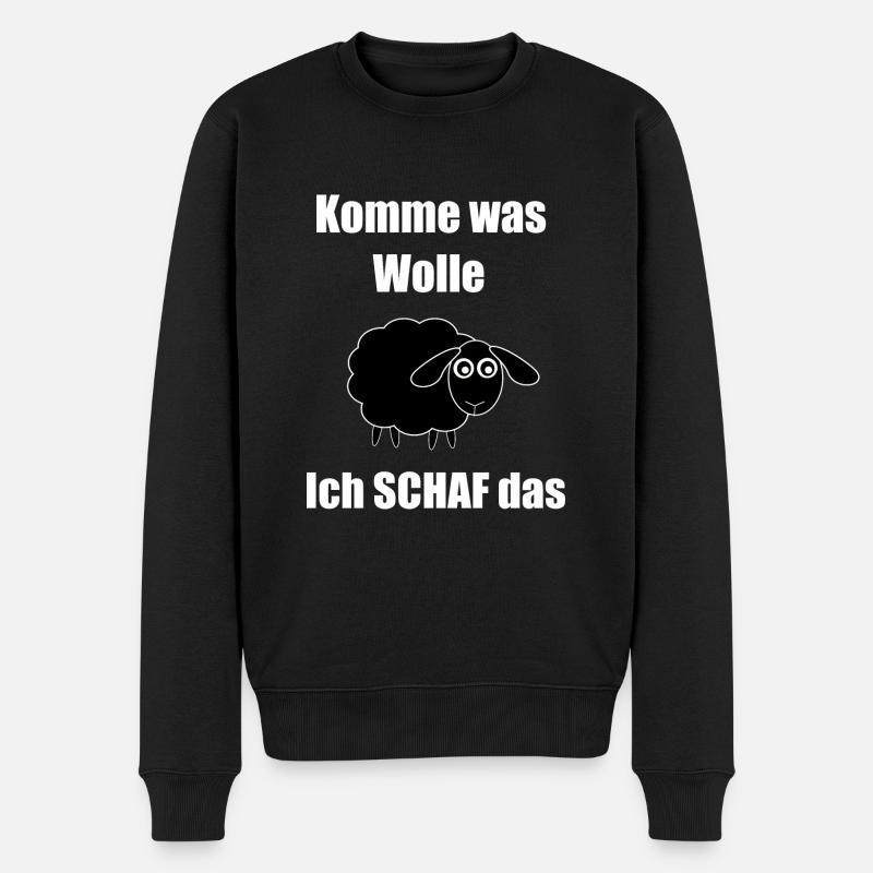 schwarzes Schaf komme was wolle - Männer Premium Bio Pullover - Schwarz