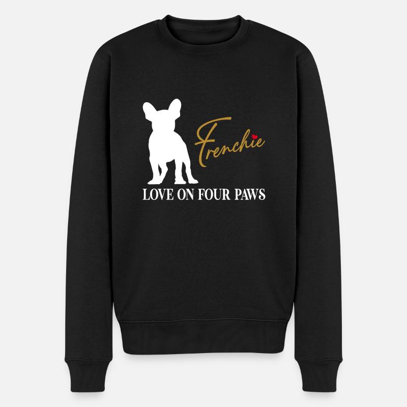 Frenchie Liebe auf vier Pfoten - Männer Premium Bio Pullover - Schwarz