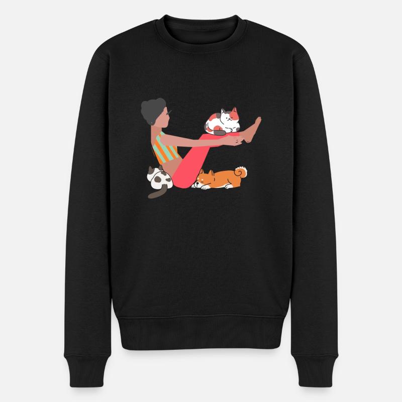 Tieryoga, Yoga,katze,hund, gymnastik - Männer Premium Bio Pullover - Schwarz