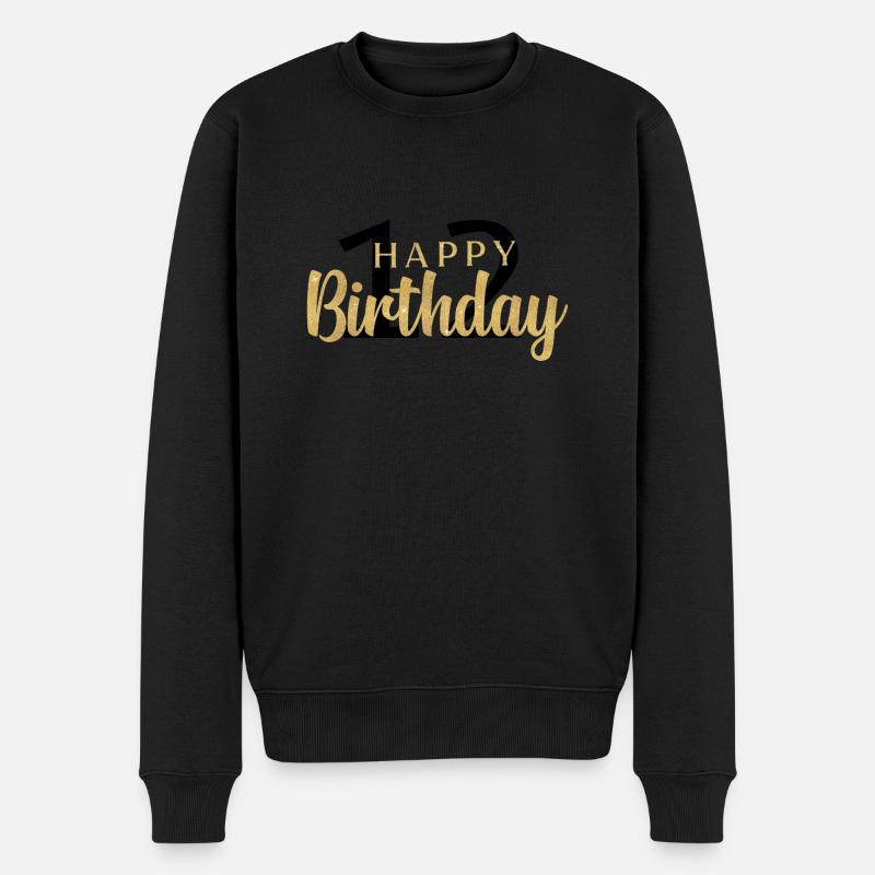Happy Birthday 12 - Männer Premium Bio Pullover - Schwarz