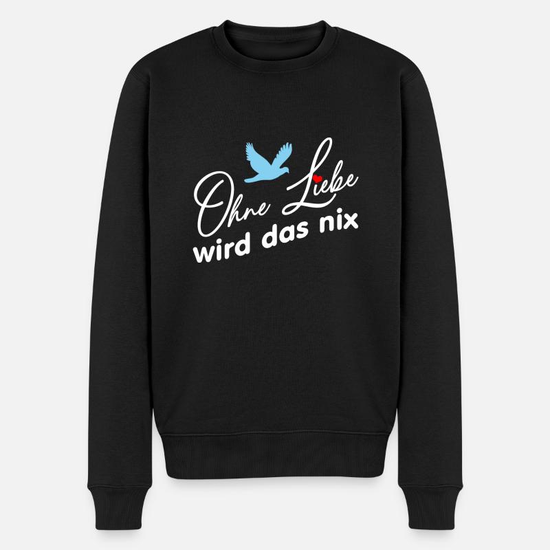 Ohne Liebe wird das nichts Friedenstaube und Herz - Männer Premium Bio Pullover - Schwarz