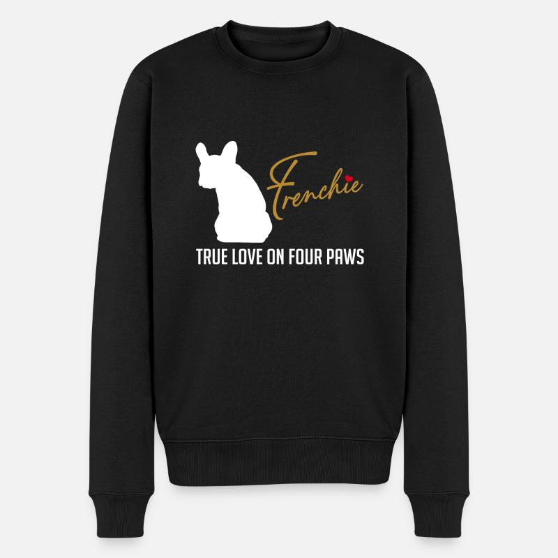 Frenchie Liebe auf vier Pfoten - Männer Premium Bio Pullover - Schwarz