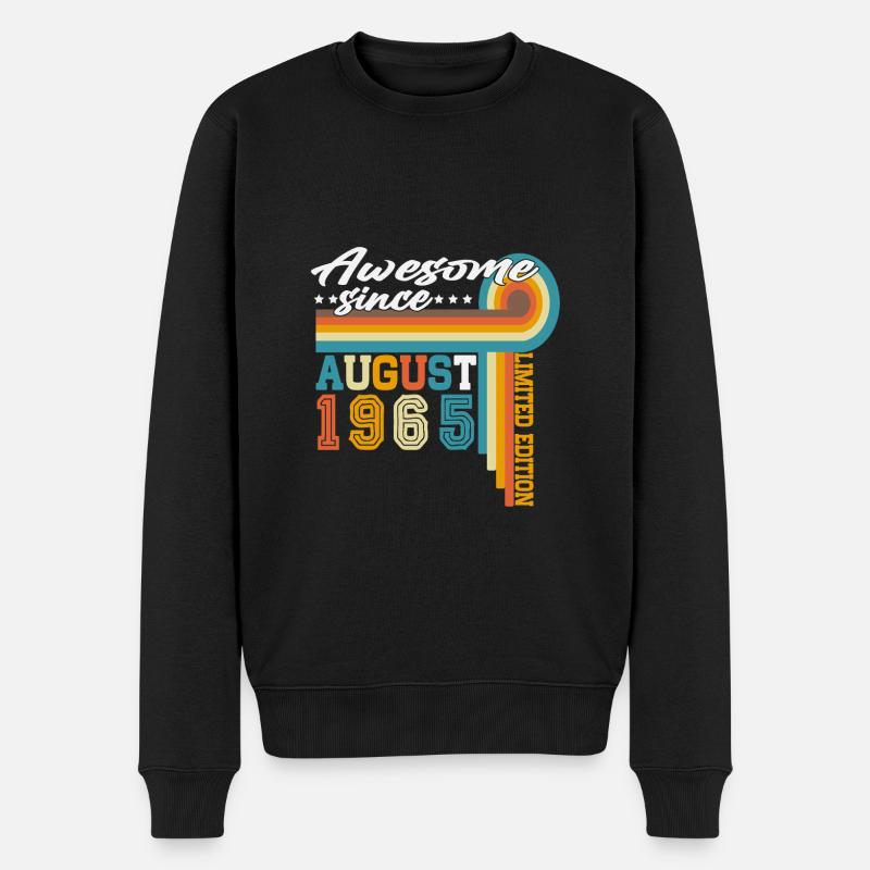 Vintage August 1965 Jahrgang Retro Geburtstag - Männer Premium Bio Pullover - Schwarz
