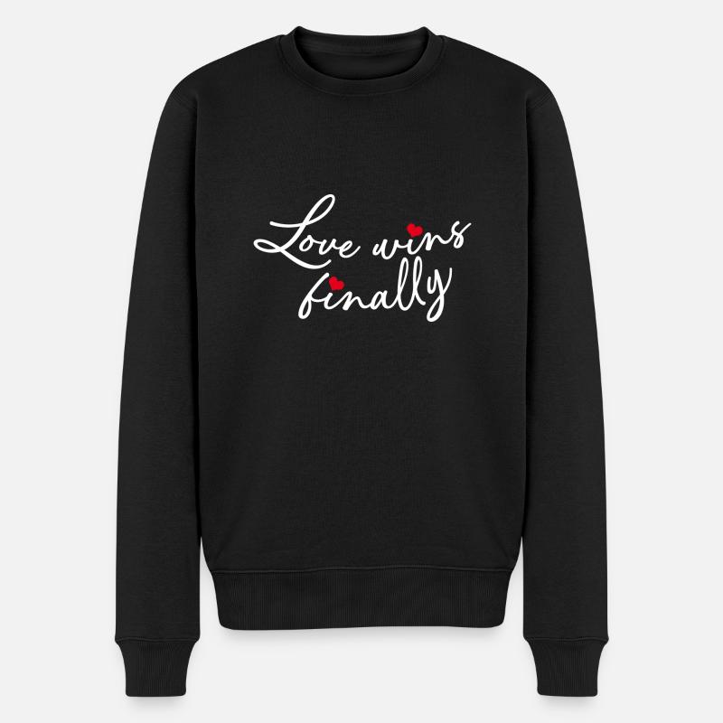 Die Liebe gewinnt schließlich - Männer Premium Bio Pullover - Schwarz