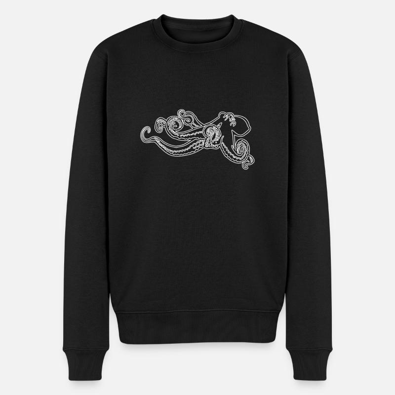 Großer stolzer Oktopus - Männer Premium Bio Pullover - Schwarz