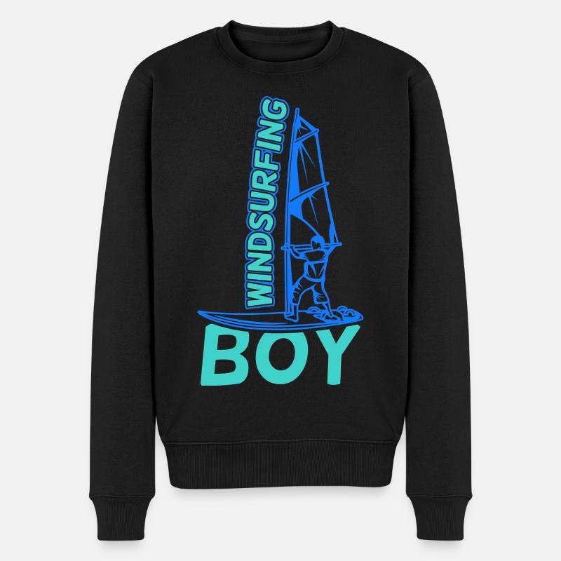 Windsurfer Junge - Männer Premium Bio Pullover - Schwarz
