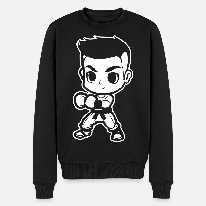 Kickboxeur de dessin animé - Pull Premium bio Homme - noir