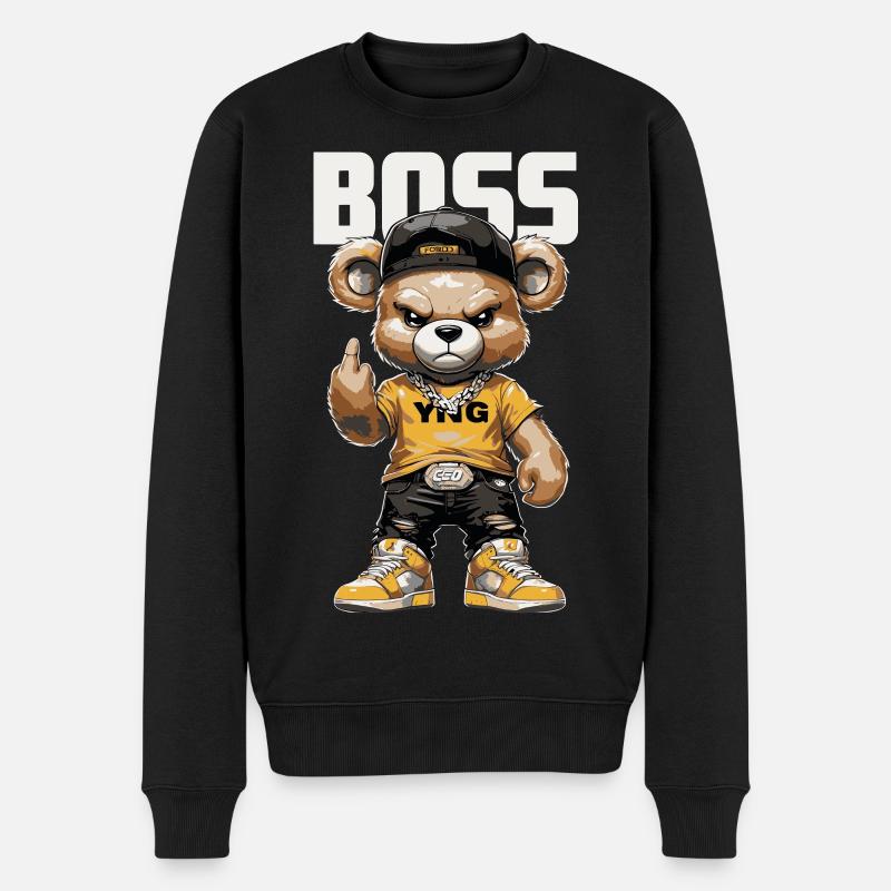 BAAS Bear - Streetwear Teddy Beer Design - Pull Premium bio Homme - noir