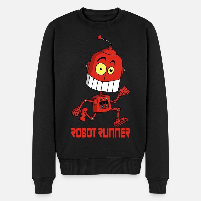 Le robot qui court - Pull Premium bio Homme - noir