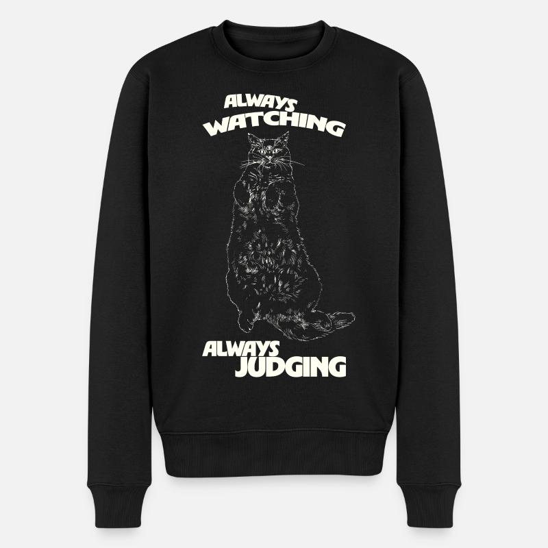 IMMER BEOBACHTEND, IMMER URTEILEND - Männer Premium Bio Pullover - Schwarz