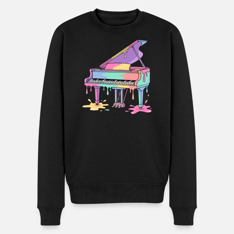 Klavier - Männer Premium Bio Pullover - Schwarz