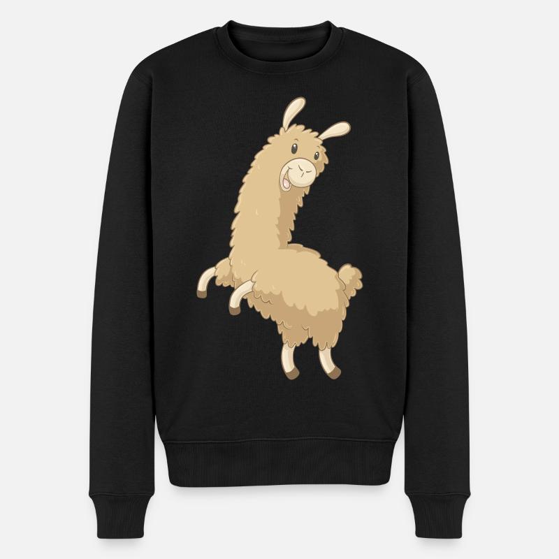 Springendes Comic Alpaka - Männer Premium Bio Pullover - Schwarz