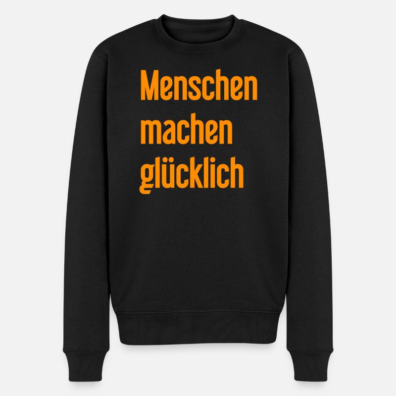 Menschen machen glücklich – Positives Statement - Männer Premium Bio Pullover - Schwarz