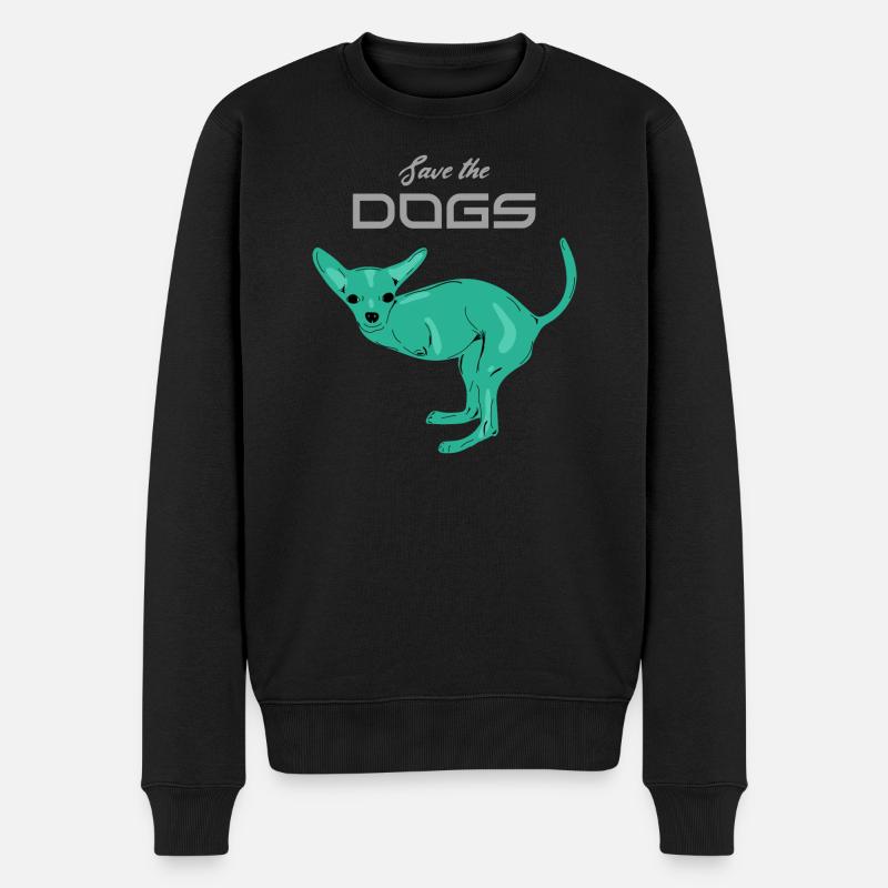 Save the dogs i love dogs design - Männer Premium Bio Pullover - Schwarz