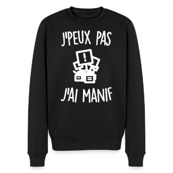J'peux pas j'ai manif - Pull Premium bio Homme - noir - Devant - Nico (187cm)