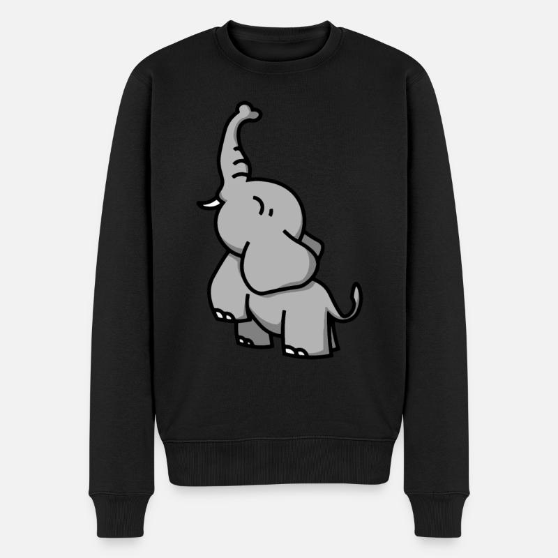 Elefant - Elephant - éléphant - Männer Premium Bio Pullover - Schwarz