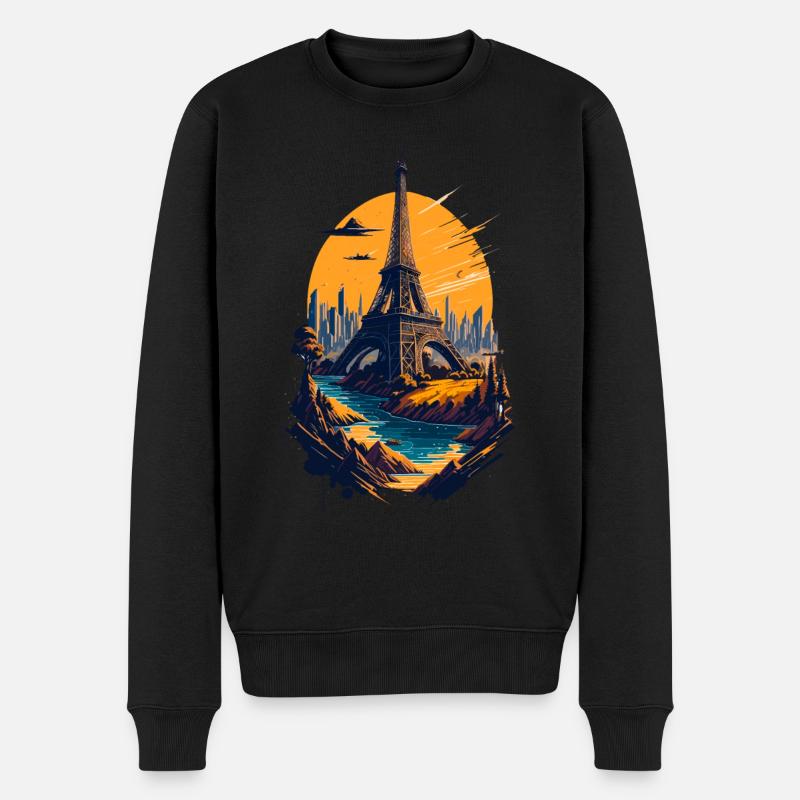 Tour abstraite de Paris - Pull Premium bio Homme - noir