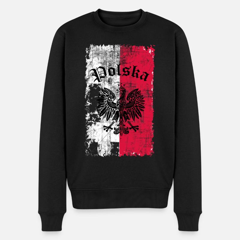 Polska - Männer Premium Bio Pullover - Schwarz