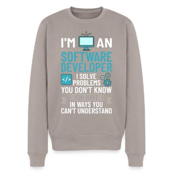 Software Entwicklung Softwareentwickler Entwickler - Männer Premium Bio Pullover - Taupe - Vorne - Nico (187cm)