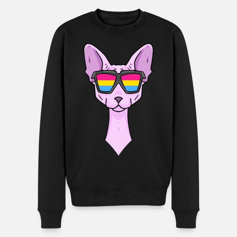 Pansexual Sphynx - Chat avec lunettes - Pull Premium bio Homme - noir