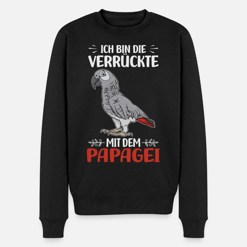 Papageien - Männer Premium Bio Pullover - Schwarz