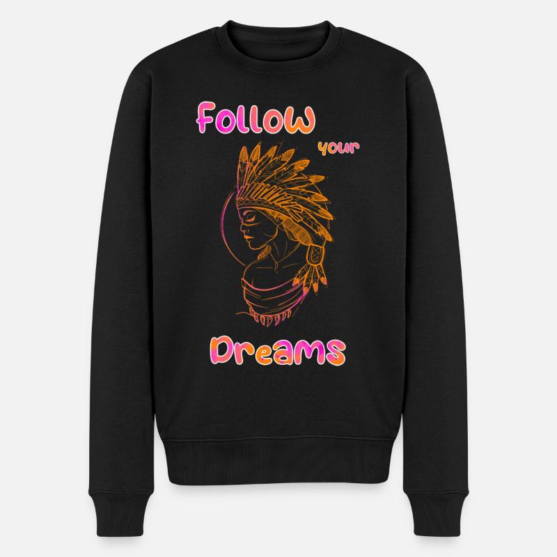 Folge deinen Träumen - Männer Premium Bio Pullover - Schwarz