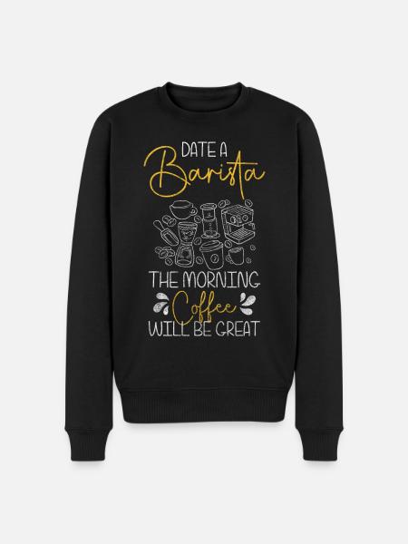 Kaffee Latte Macchiato Morgenmuffel - Männer Premium Bio Pullover - Schwarz