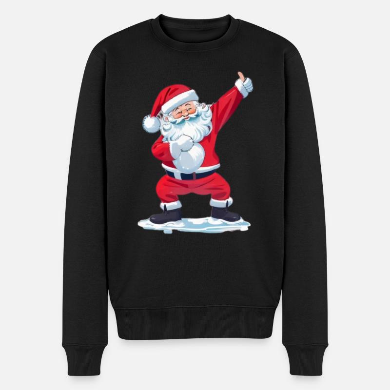 Lustiger Weihnachtsmann-Tupfer - Männer Premium Bio Pullover - Schwarz