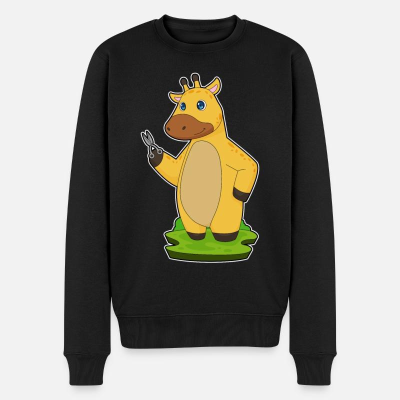 Giraf frisør saks - Økologisk premium-sweatshirt til mænd - sort