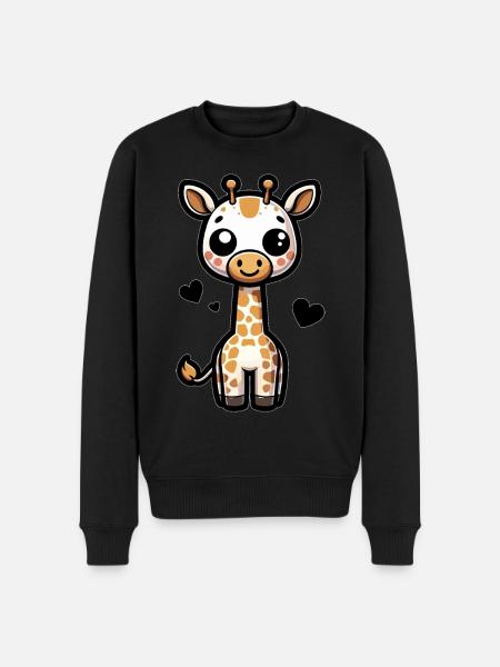 Niedliche Giraffe Gezeichnete Giraffe - Männer Premium Bio Pullover - Schwarz