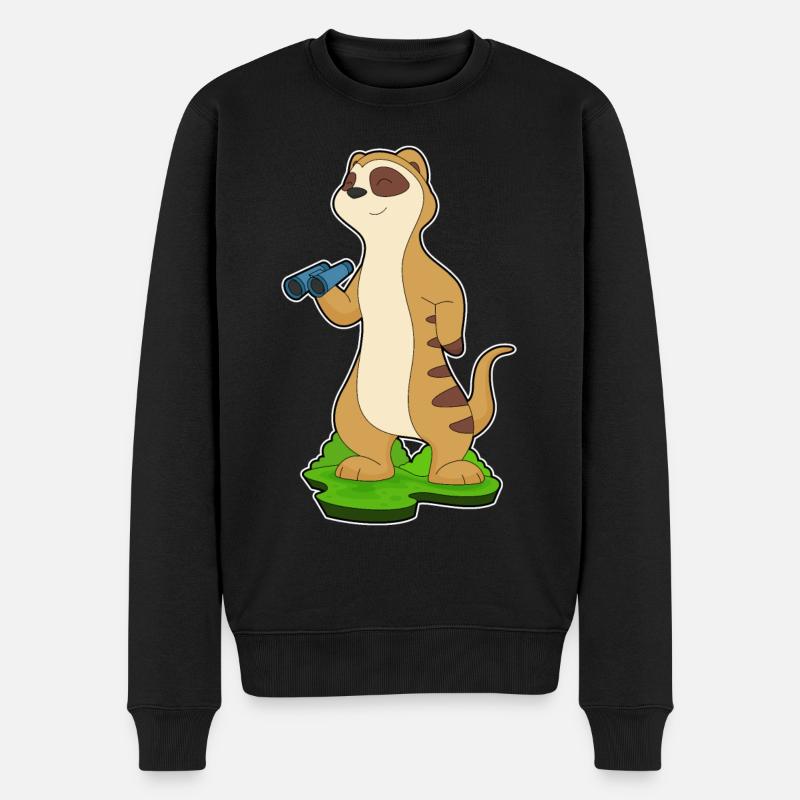Erdmännchen Fernglas - Männer Premium Bio Pullover - Schwarz