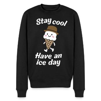 Stay Cool - "Have an Ice Day" Cheerful Ice Cream - Men's Premium Organic Jumper - black - Front - Nico (187cm)
