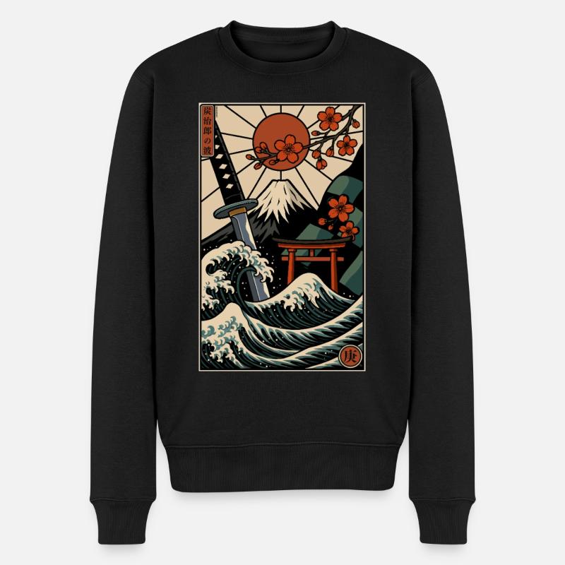 Estampe japonaise - Pull Premium bio Homme - noir