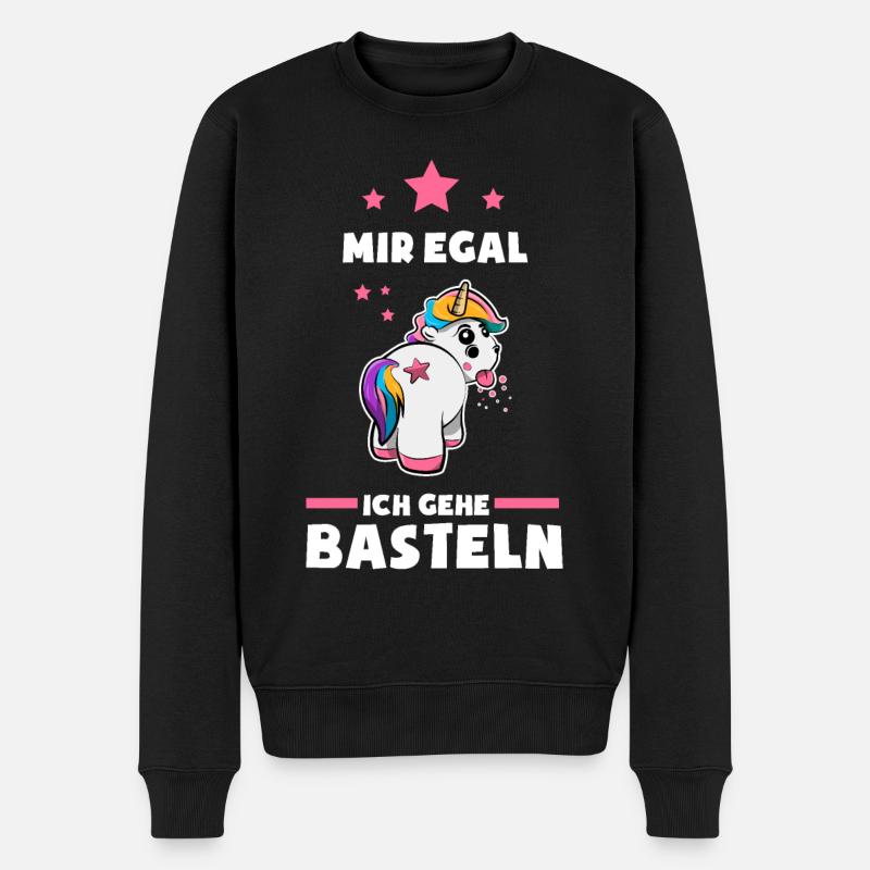 Einhorn Basteln Geschenk - Männer Premium Bio Pullover - Schwarz