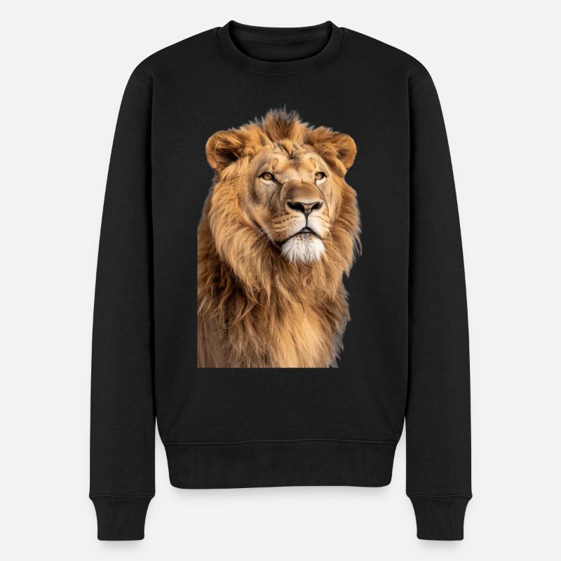 Löwe - Männer Premium Bio Pullover - Schwarz