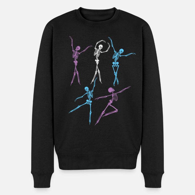Tanzende Skelettparty - Männer Premium Bio Pullover - Schwarz