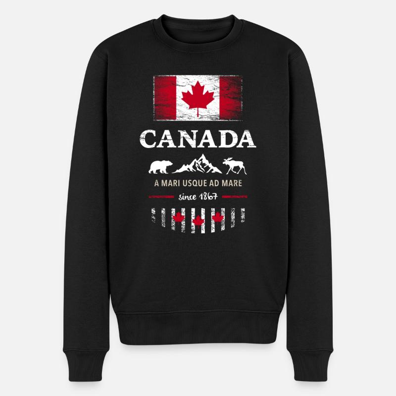 Drapeau unifolié Canada Canada Amérique - Pull Premium bio Homme - noir