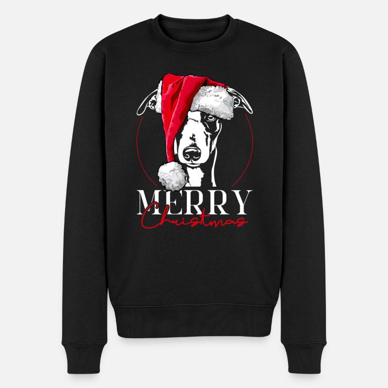 Santa WHIPPET Hund Merry Christmas Hunde Wilsigns - Männer Premium Bio Pullover - Schwarz