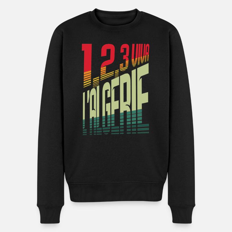 1,2,3 viva Algerien - Männer Premium Bio Pullover - Schwarz