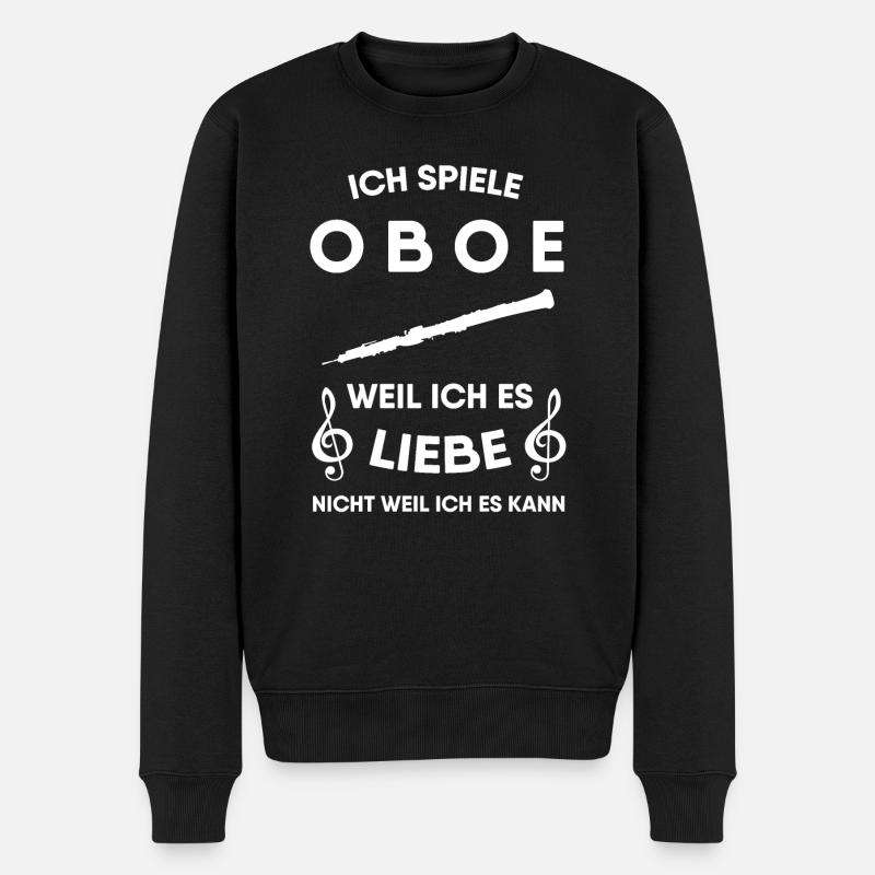 Oboe - Männer Premium Bio Pullover - Schwarz