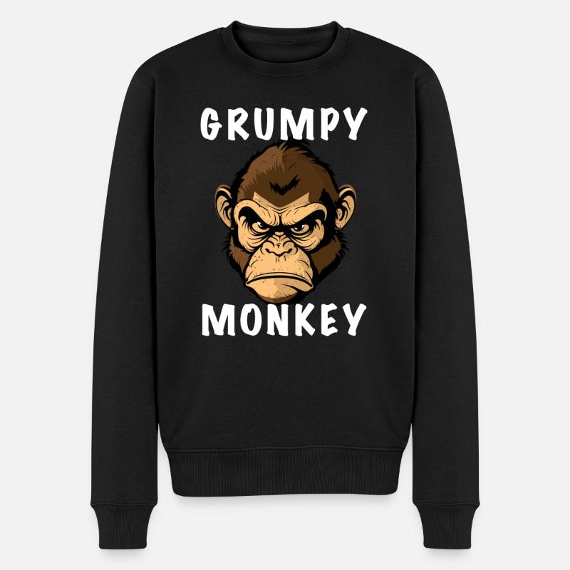 GRUMPY MONKEY - Men's Premium Organic Jumper - black