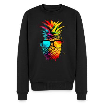 Ananas funky coloré - Pull Premium bio Homme - noir - Devant - Nico (187cm)