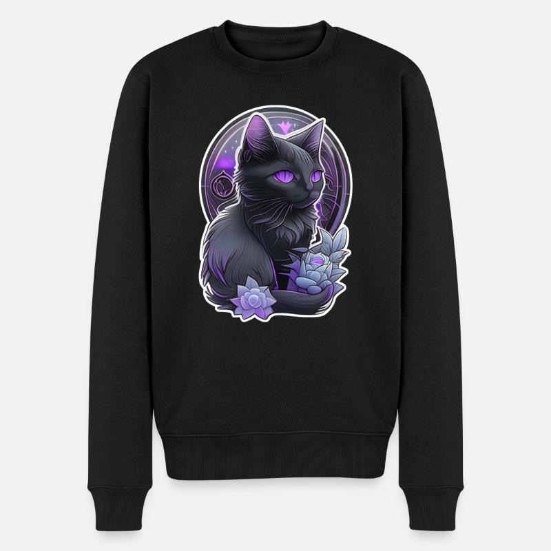 Schwarze Katze - Felin-Kätzchen - Männer Premium Bio Pullover - Schwarz