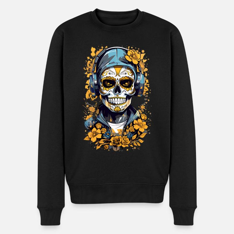 Crâne de sucre doré - Pull Premium bio Homme - noir