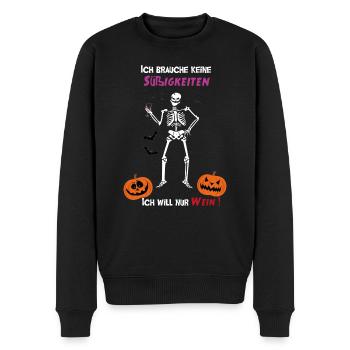 Halloween Kuerbis Skelett Fledermaus Kostuem - Männer Premium Bio Pullover - Schwarz - Vorne - Nico (187cm)
