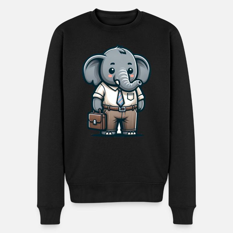 Professeur d’éléphant mignon - Pull Premium bio Homme - noir