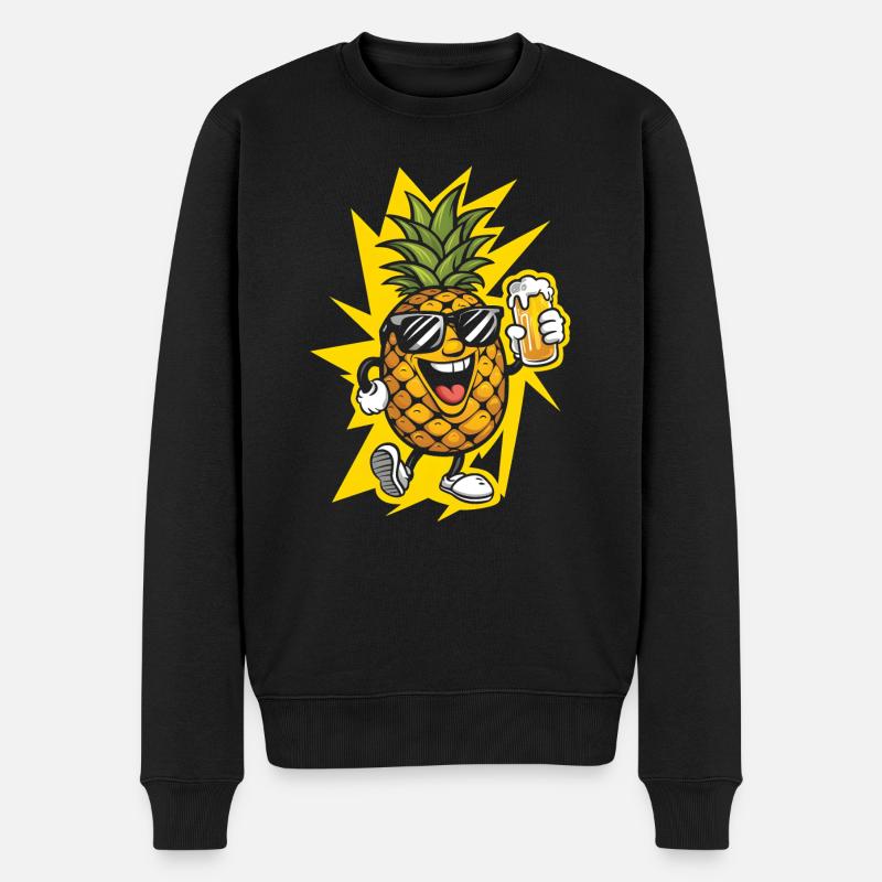 Ananas Bier - Männer Premium Bio Pullover - Schwarz